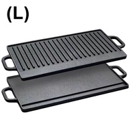 Cast Iron Griddle Plate Double Sided Grill Plate with Double Handles Griddle Pan for Steaks Broil Br