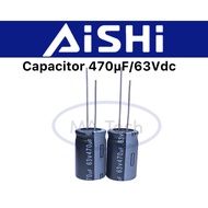Capacitor 470uf 63V 470uf63V Power 470uf/63Vdc Size 13x20.0mm Brand AISHI