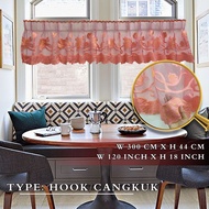 Ready Stock Anak Langsir  ( Hook) Size: (W)300cm x (H)44cm Anak Langsir Dapur Pendek /Langsir Tingka