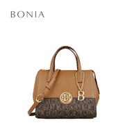 Bonia Brown Vanda Monogram Satchel Bag