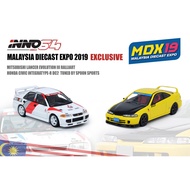 1/64 Inno Integra DC2 Spoon / Lancer Evo III Ralliart Malaysia Diecast Expo 2019 Exclusive