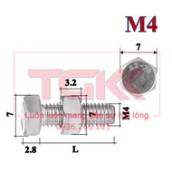 Bolt with stainless steel nut 304 M4 (DIN933+DIN934)