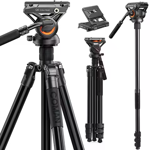 COMAN KX3939 PLUS Professional Camera Monopod Tripod For DSLR Camcorder Fluid Head QR Plate Compatib