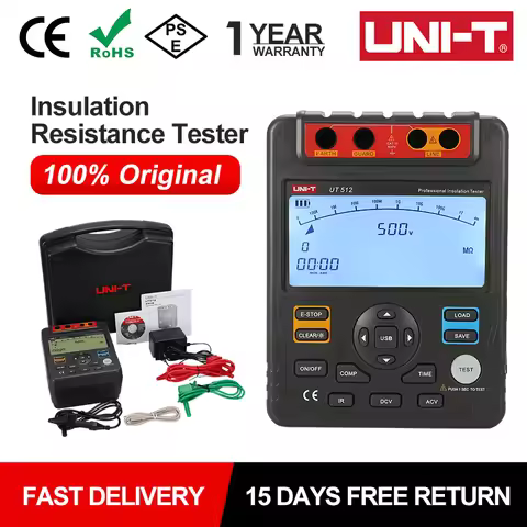 UNI-T Insulation Resistance Tester UT512 Grounding Meter 1MΩ～100GΩ 9999 Display Professional Digital