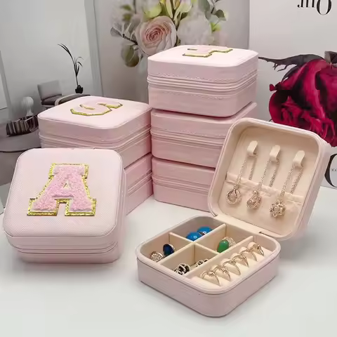 Mini Jewelry Storage Box Bridesmaid Gift Ideas Travel Jewelry Case Initial Letter with Name Birthday