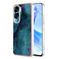 全城熱賣 - 適用於Honor 90 Lite 5G IMD電鍍大理石邊框C款TPU手機殼（綠色017）