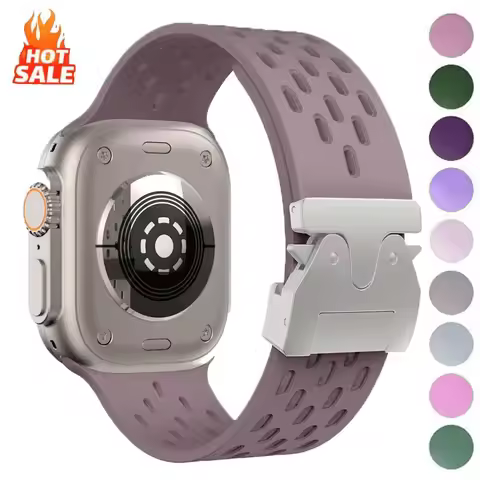 Breathe Silicone Strap Correa Bracelet Band for Apple Watch 41mm 42mm 44mm 45mm 46mm 49mm IWatch Ser