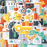 HP 100PCS Cute Career Advancement Stickers Aesthetic Stickers Waterproof Stickers Adhesive Stickers 