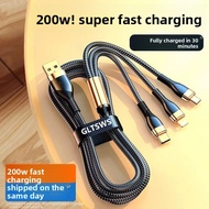 200W Super Fast Charging Data Cable, 3-in-1 Charging Cable (1-to-3)