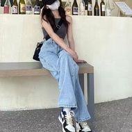 全城熱賣 - 高腰牛仔褲垂感闊腿褲【淺藍色】【XS-2XL碼】(下單後請聯絡客服確認發貨尺碼)