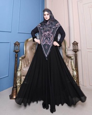 Savina Series Gamis Syari Ceruty Baby Doll Premium Fashion Muslim Dress Set Hijab Khimar Kekinian Me
