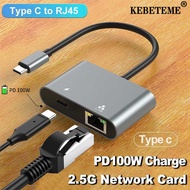 KEBETEME 2.5Gbps Network d with PD 100W Charging Type to RJ45 LAN Adapter USB C 2.5G External Ethern