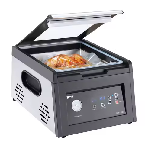 Chamber Vacuum Sealer, 380W Vacuum Pump Power, Sealing Bag Packing Machine for Wet Foods, Meat, Comp