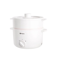 Simplus หม้อไฟฟ้าอเนกประสงค์ 1000W กระทะเคลือบเซรามิก อาหารไม่ติดพื้นผิว พร้อมชั้นนึ่ง หุงข้าวได้ ฟร