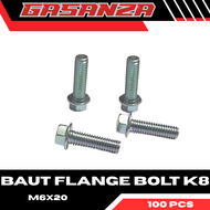 100 PCS - Baut Blok M6 Panjang 2Cm Kunci 8/ Flange Bolt 6x20 Kunci 8