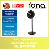 Iona GLSF12T-B 12 Inch High Velocity Stand Table Fan (Black) WITH 1 YEAR WARRANTY