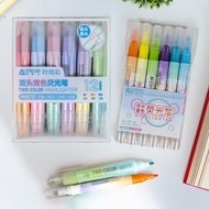 NA Highlighter 1 Set of 2 Colors, 6 Pcs, Bright Pastel Colors 2 in 1 Color Marker/, Double Two Color