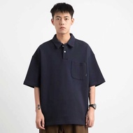 MUJI Muji ดั้งเดิมเสื้อยืดเสื้อโปโลสีทึบเรียบง่ายเป็นที่นิยมผู้ชายเสื้อยืดลำลองทรงหลวมถนนสูงย้อนยุคฤ