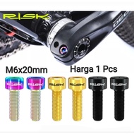 Risk Titanium Bolt M6 x 20mm Hollowtech HT2 Crank Arm Bolt Folding Bike Caliper Bolt MTB Roadbike Un