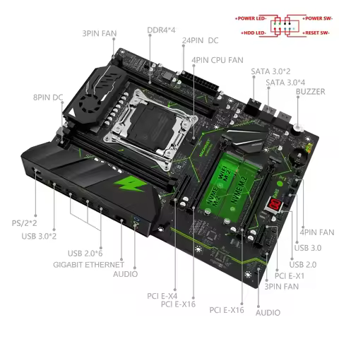 MACHINIST X99 Motherboard Combo LGA 2011-3 Xeon E5 2690 V4 Kit CPU DDR4 32G (2pcsx16G) RAM 2400MHz M