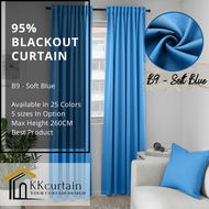 B9 - Ready-Made 95% Blackout Curtain SOFT BLUE, Langsir Siap Jahit. LANGSIR KAIN TEBAL! (HOOK/RING )