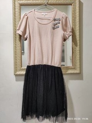 NR 氣質粉珍珠領紗裙洋裝