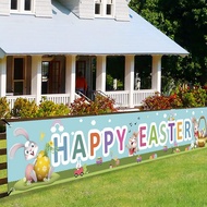 Happy Easter Banners, Welcome Spring Easter Themed Party Banner, Lawn Sign Backdrop Banner for Indoo