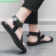 Korean Cool Fashion Men's Leather Gladiator Sandal Formal Design Beach Shoes Breathable Waterproof H