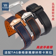 Suitable for Tighaoya Monaco Carlila Genuine Leather Watch Strap Men's Leather Bracelet Black Blue O