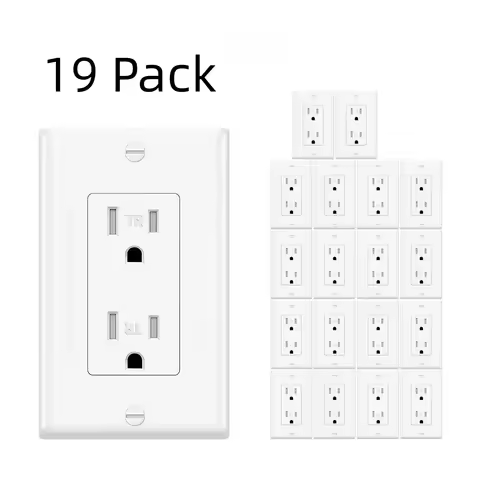 19 Pack Decorator Receptacle Outlet, Decorative Socket Outlet, 15 Amp 125 Volt, Tamper Resistant, Gr