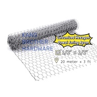 1/2" × 1/2" (20m x 3ft)Hot Dip Galvanized Hexagon Wire Mesh / Chicken Netting / Dawai Jaring Ayam /J