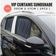 Curtains VIP Sunshade 50X47cm Adjustable VIP Car Window UV Protection Anti Aging 2pcs Black