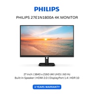 Philips 27" 4K IPS UHD 60Hz Monitor 27E1N1800A
