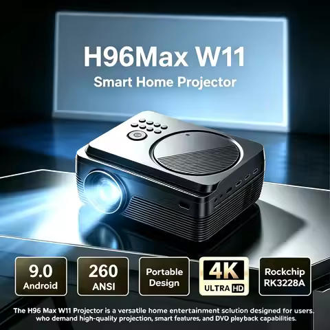 2026 H96 MAX W11 DVD Projector 1920X1080P LED Android 9.0 4K 2G 16G RK3228A 260ANSI Dual WIFI BT4.1 