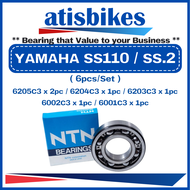 NTN YAMAHA SS110 / SS2 ( 6pcs/Set ) 100% ORIGINAL Motorcycle Engine Bearings 6001C3 6002C3 6203C3 62