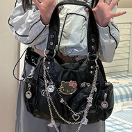 หวาน Cool Y2K Millennium อินเทรนด์ Biker Chain กระเป๋าสะพายข้างสะพายข้าง ทันสมัย ลำลอง Leisure PU หน