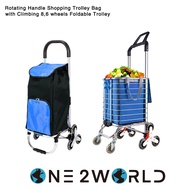 Rotating Handle Shopping Trolley Bag with Climbing 8 wheels Foldable Trolley