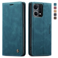 CaseMe 360 Leather Case For OPPO Reno 7 4G/Reno 8 4G/F21Pro 4G Case Cover High Quality Plain Wallet