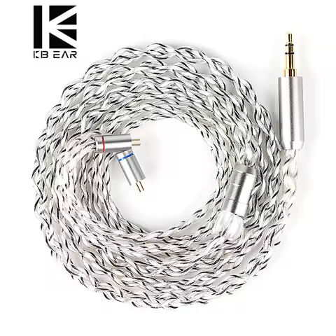KBEAR Lattice IEM Cable 4 Core OCC & Pure Silver Hybrid Braided HiFi Earphone Upgrade Cable Replacea