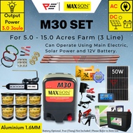 (M30 1.6MM Set For 6.0-15.0 Acres)  Maxson M30 Energizer Electric Fence Pagar Elektrik Solar Pagar E