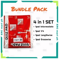 ERC [Bundle Pack] Quiz Pad 1/4 1/2 Intermediate Writing Grade Yellow Paper High School Supplies Set.
