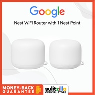 Google Nest WiFi Router with 1 Nest Point for Wireless Internet Wi-Fi Extender - Snow