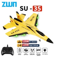 RC Plane SU35 2.4G dengan lampu LED pesawat kawalan jauh terbang Model Glider pesawat SU57 EPP Foam mainan untuk kanak-kanak