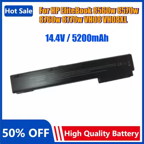 14.4V 5200mAh 8 Cells Laptop Battery for HP EliteBook 8560w 8570w 8760w 8770w VH08 VH08XL HSTNN-IB2P