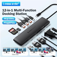 Lemorele Laptop Docking Station Usb C 3.1 Hub Type C to 2 Hdmi Adapter Hdmi Splitter Desktop Dock