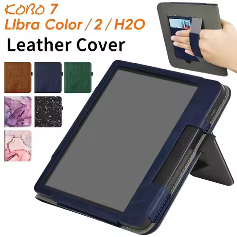 For KOBO Libra Colour/Libra 2/Libra H2O Case HandStrap Stand Card Slot 7 inch Smart Cover Ebook N428