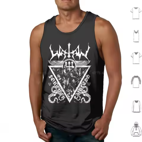 Lawless Forever Tank Tops Print Cotton Watain Black Metal Black Metal Militia Wolf Trident Satan Cha