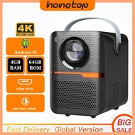 HONGTOP Android Smart Mini Projector 300ANSI Lumen Portable Projector 4K with WIFI Bluetooth 1080P Home Movie Theater Beamer