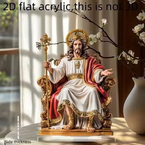 Retro Sacred Acrylic Jesus Figurine 2D Desktop Decoration for Home Office Christian Theme Photo Prop