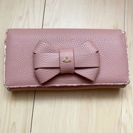 Vivienne Westwood Pastel Pink Bow Ribbon Wallet Leather Long Trifold Kawaii Nana Punk Gyaru Purse